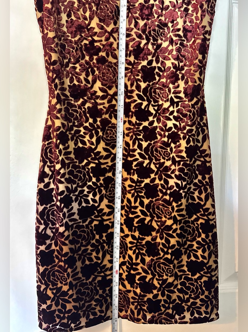 90s🌹Floral velvet burnout mini dress - Picture 7 of 9